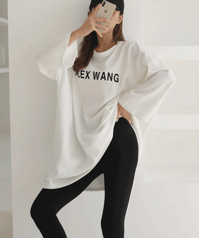 왕박스 오버핏 레터링 원피스 티셔츠 라운지원피스