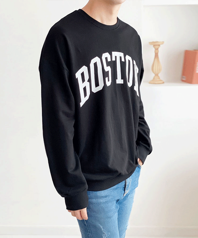 커플 맨투맨 남자 여자 시밀러룩 BOSTON 티셔츠